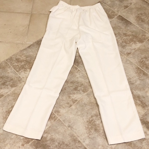 🆕 Tog Shop Everyday Knit Pull On Pants Vintage High Rise White Straight Leg - Picture 3 of 13